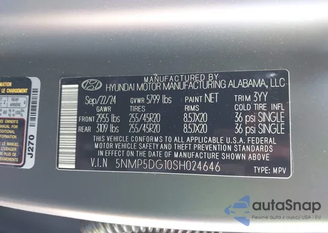 2025 Hyundai Santa Fe Hybrid Calligraphy из США, поврежденный, VIN 5NMP5DG10SH024646